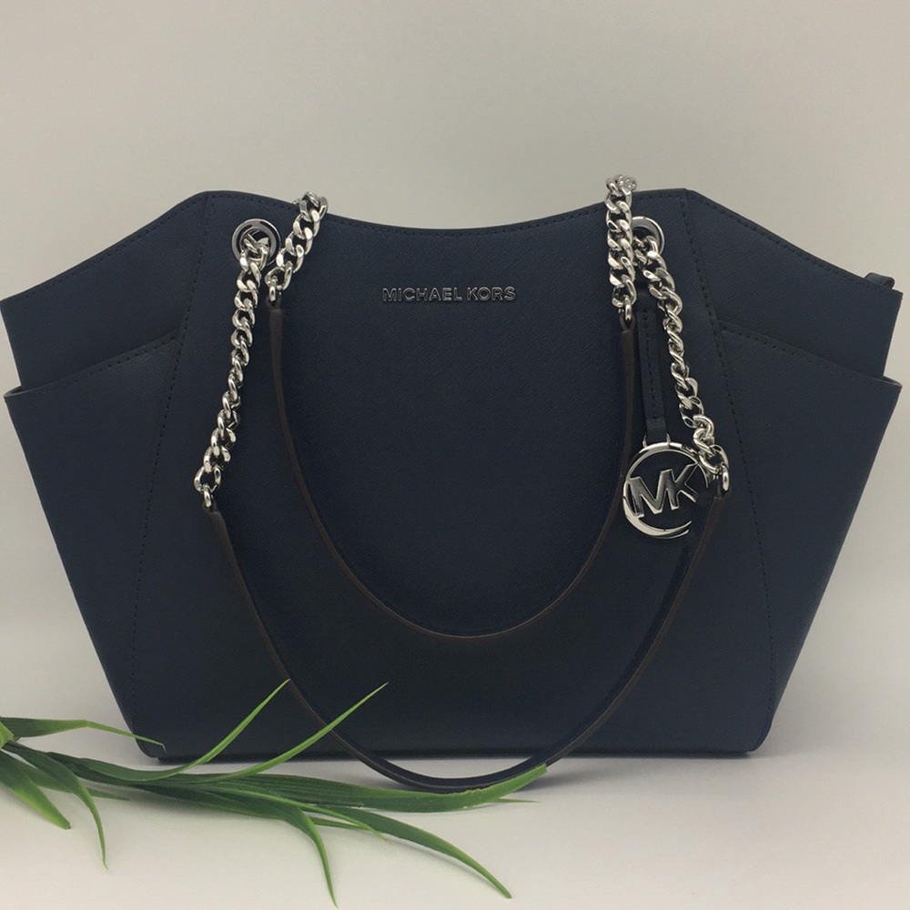 Michael Kors LG CHAIN SHLDR TOTE NAVY 35T5STVT3L - Picture 8 of 8
